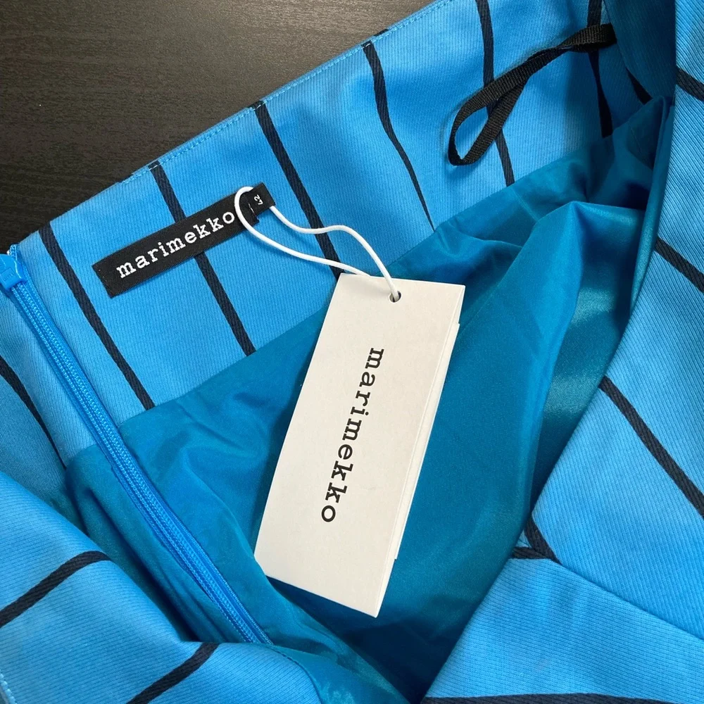 Marimekko Pouta Kiskoraita Blue Chevron Skirt - Picture 2 of 8